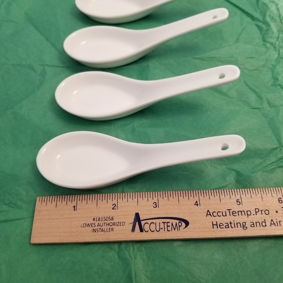 Set of 4 Ceramic Chinese Soup Spoons 5 Inch, Asian Soup White - Picture 2 of 4